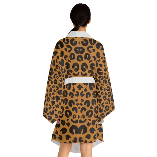 Leopard Print Long Sleeve Kimono Robe, Chic Loungewear, Bohemian Style, Fashionable Gift, Animal Print Bathrobe, Relaxation Attire - Image 8