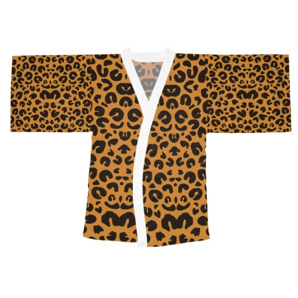 Leopard Print Long Sleeve Kimono Robe, Chic Loungewear, Bohemian Style, Fashionable Gift, Animal Print Bathrobe, Relaxation Attire - Image 5