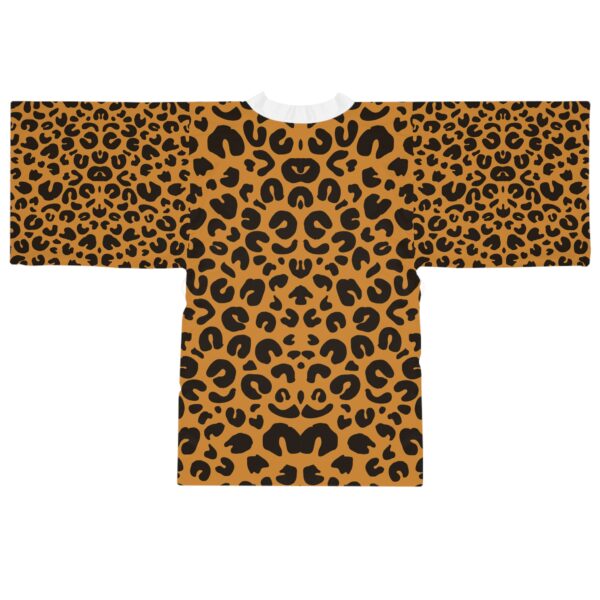 Leopard Print Long Sleeve Kimono Robe, Chic Loungewear, Bohemian Style, Fashionable Gift, Animal Print Bathrobe, Relaxation Attire - Image 6