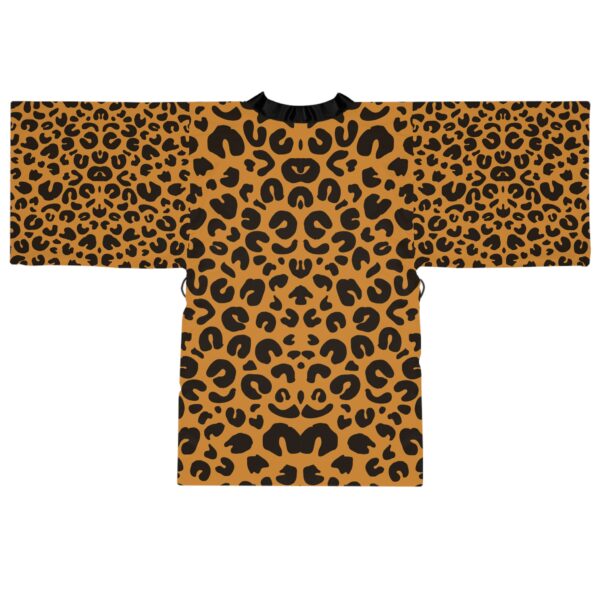 Leopard Print Long Sleeve Kimono Robe, Chic Loungewear, Bohemian Style, Fashionable Gift, Animal Print Bathrobe, Relaxation Attire - Image 3