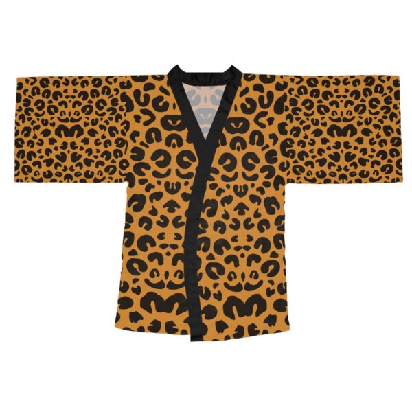 Leopard Print Long Sleeve Kimono Robe, Chic Loungewear, Bohemian Style, Fashionable Gift, Animal Print Bathrobe, Relaxation Attire - Image 2