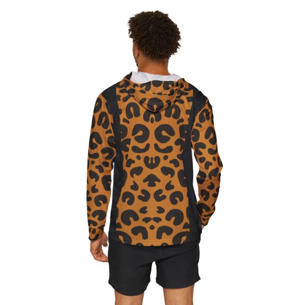 Men's Leopard Print Hoodie, Sportswear Jacket, Animal Print Activewear, Trendy Workout Clothing, Unique Hooded Sweatshirt - Image 4