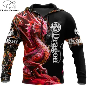 Beautiful Dragon Hunting 3D Printed Men Hoodie Autumn and winter Unisex Sweatshirt Zip Pullover Casual Streetwear KJ432