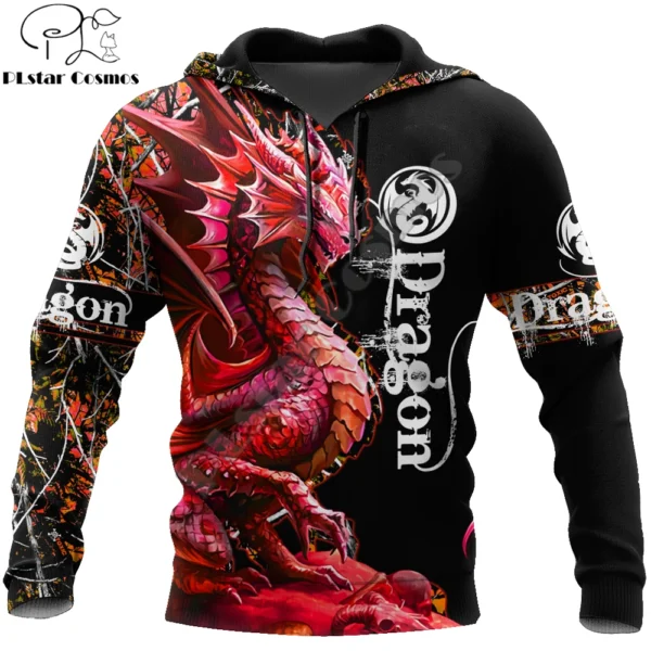 Beautiful Dragon Hunting 3D Printed Men Hoodie Autumn and winter Unisex Sweatshirt Zip Pullover Casual Streetwear KJ432