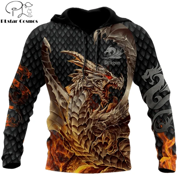 Beautiful Dragon Tatoo 3D All Over Printed Men Hoodie Autumn and winter Unisex Sweatshirt Zip Pullover Casual Streetwear KJ422 - Image 2