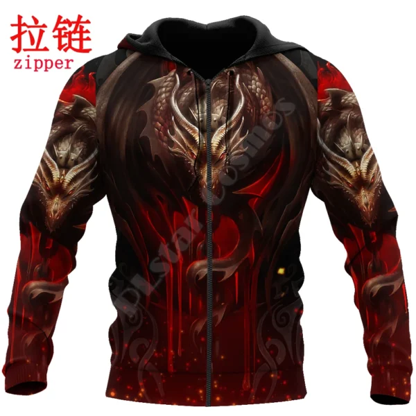 Amazing Dragon Tattoo 3D All Over Printed Men's Hoodie & Sweatshirt Autumn Unisex Zip Hoodies Casual Streetwear KJ821 - Image 4