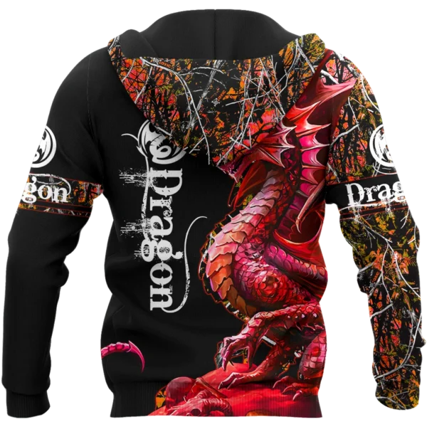 Beautiful Dragon Hunting 3D Printed Men Hoodie Autumn and winter Unisex Sweatshirt Zip Pullover Casual Streetwear KJ432 - Image 2