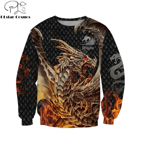 Beautiful Dragon Tatoo 3D All Over Printed Men Hoodie Autumn and winter Unisex Sweatshirt Zip Pullover Casual Streetwear KJ422 - Image 3