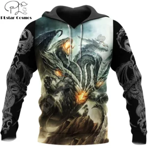 Tattoo and Dungeon Dragon 3D Printed Men Hoodie Autumn and winter Unisex Deluxe Sweatshirt Zip Pullover Casual Streetwear KJ410