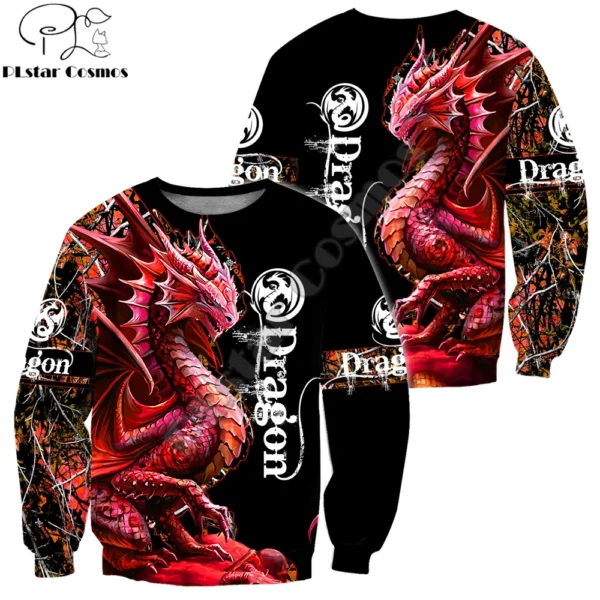Beautiful Dragon Hunting 3D Printed Men Hoodie Autumn and winter Unisex Sweatshirt Zip Pullover Casual Streetwear KJ432 - Image 4