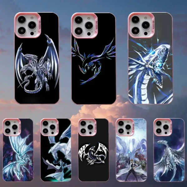 Game Blue-Eyes White D-Dragon Phone Case For iPhone 16,15,14,13,12,11,Mini,Pro,SE,MAX Pink Matte Silicone Cover