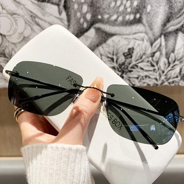 New Ultra-light Rimless Polarized Sunglasses UV400 Square Metal Outdoor Driving Night Vision Shades 2025 Men Fishing Sun Glasses
