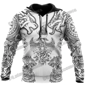 Wolf & Dragon Tattoo Vegvisir 3D Printed Fashion Men's Hoodie & Sweatshirt Autumn Streetwear Unisex Casual Zip Up Hoodies HW55