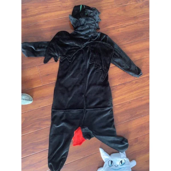 2025 New Toothless White Black Dragon Onesie Adult Unisex Flannel Pajama Anime Cosplay Costume Train Your Night Fury Sleepw ★ ★ - Image 3