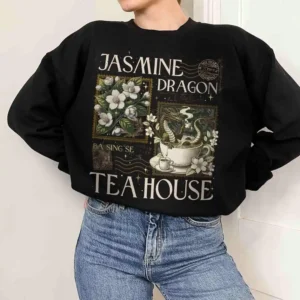 Women Retro Jasmine Dragon Tea Shop Sweatshirt Uncle Iroh Shirt Gift Anime Lover's Gift Book Lover Y2K Unisex Top Streetwear